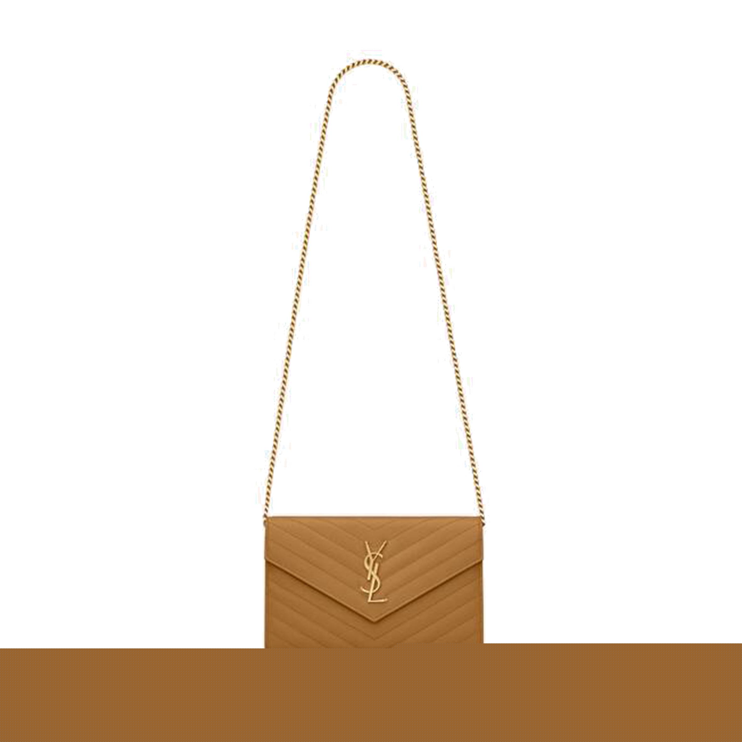 YSL CASSANDRE MATELASSÉ CHAIN WALLET IN GRAIN DE POUDRE EMBOSSED LEATHER 377828BOW012516 (22.5*14*4cm)