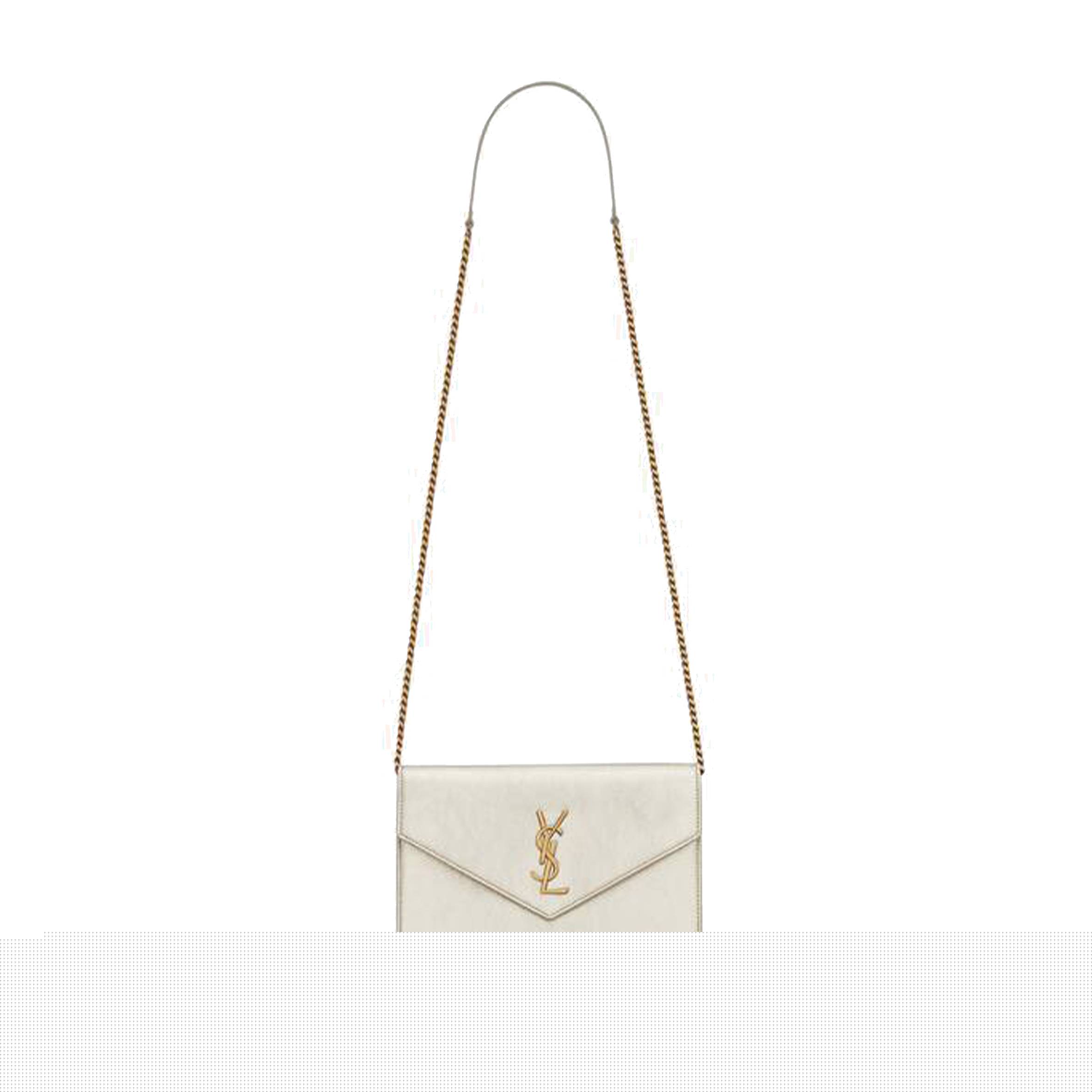 YSL CASSANDRE ENVELOPE CHAIN WALLET IN METALLIZED LEATHER 402031AAAGI7100 (19*12.5*3.5cm)