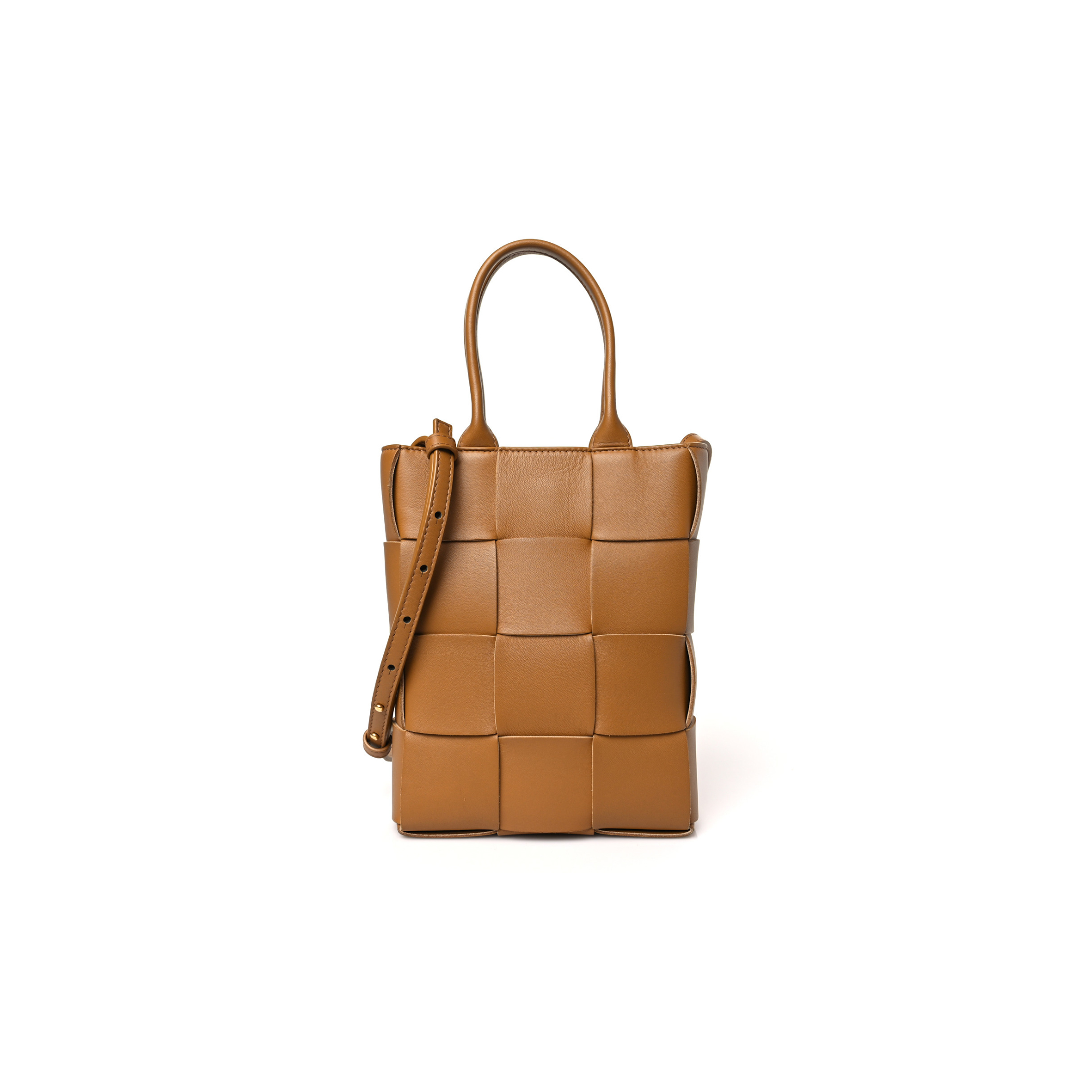 bo*te*ga  ve*ne*ta lambskin maxi intrecciato mini N0*H south cassette tote camel gold (27*24*5cm)