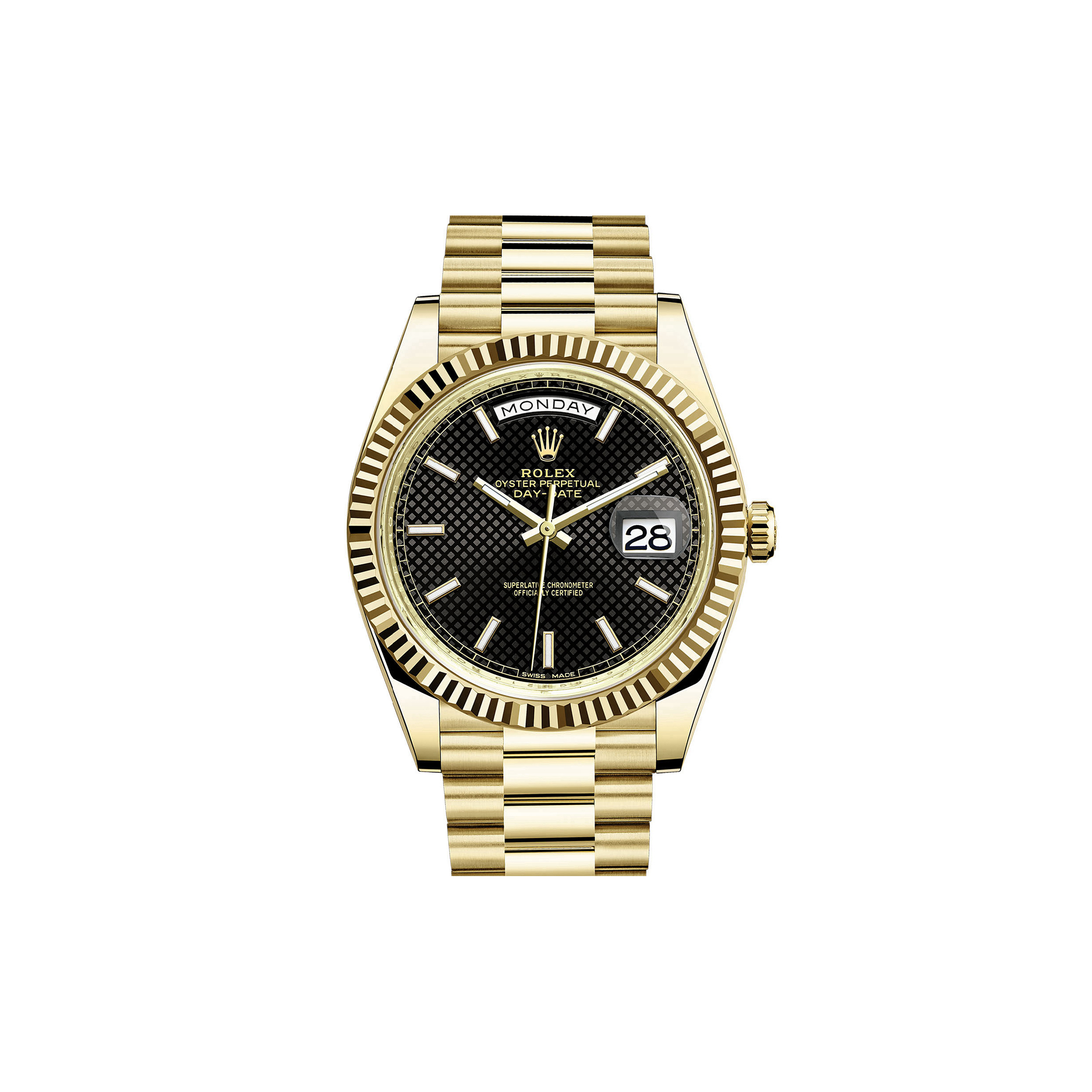 rolex day-date gold ring black F**e watch 228238-0007