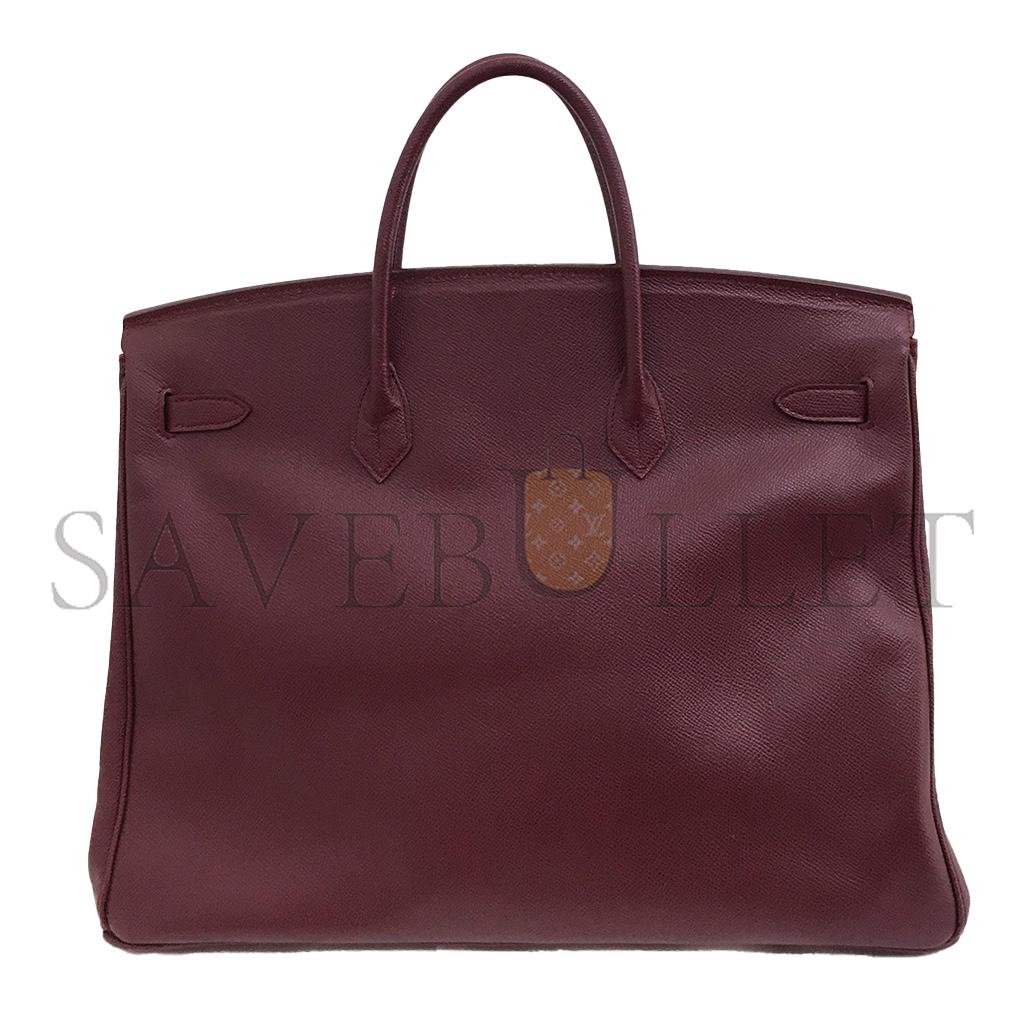 H**mes master birkin 40 epsom rouge bordeaux red silver buckle bag 150223488182 (40*30*21cm)