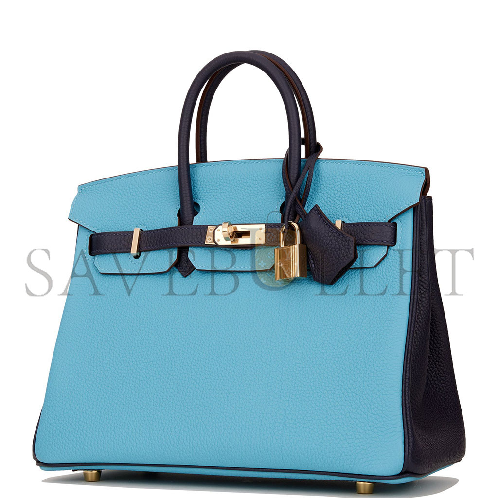 hermÈs birkin 30 togo leather N0*Hern blue and midnight blue rose gold buckle 2354843790 (30*23*15cm)