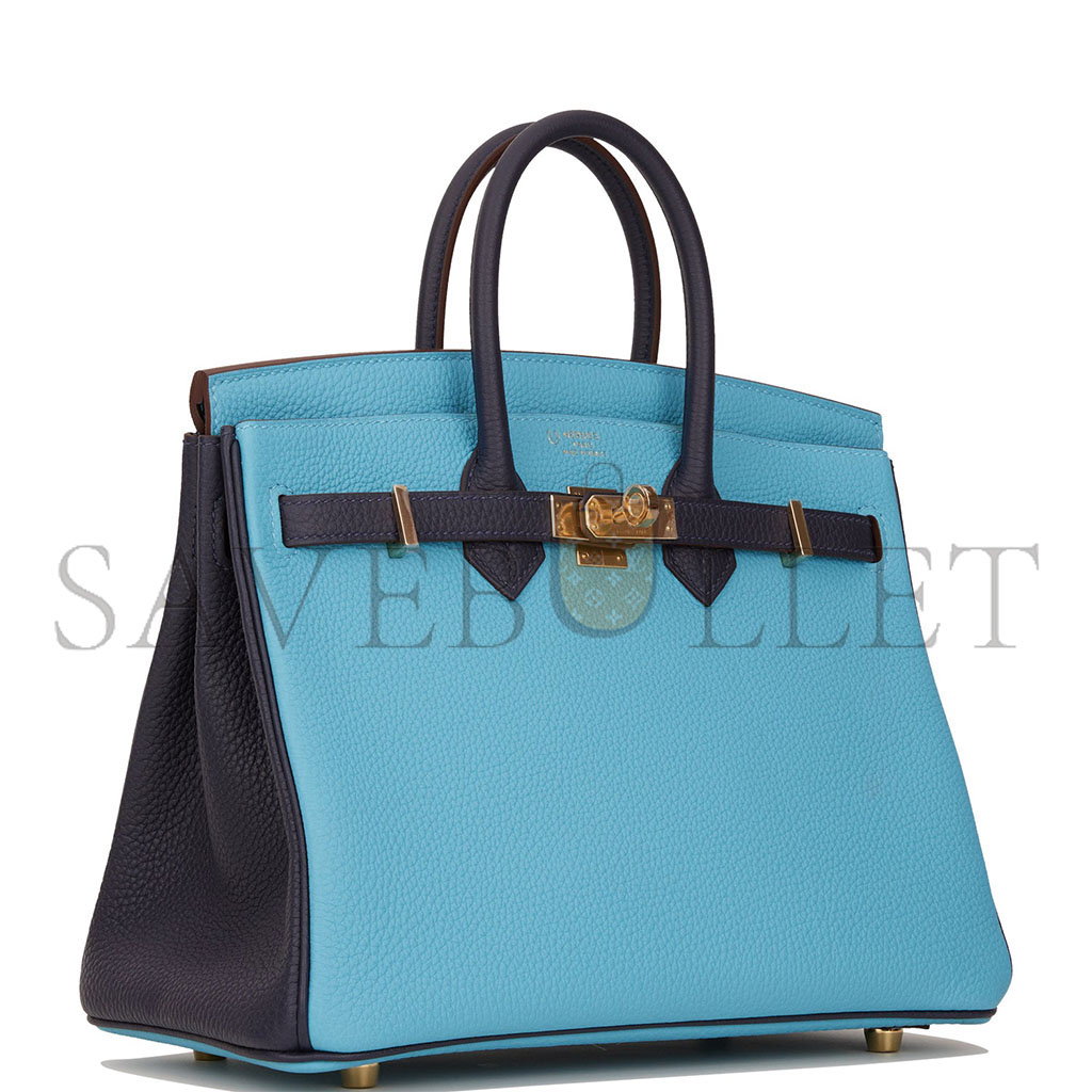 hermÈs birkin 30 togo leather N0*Hern blue and midnight blue rose gold buckle 2354843790 (30*23*15cm)