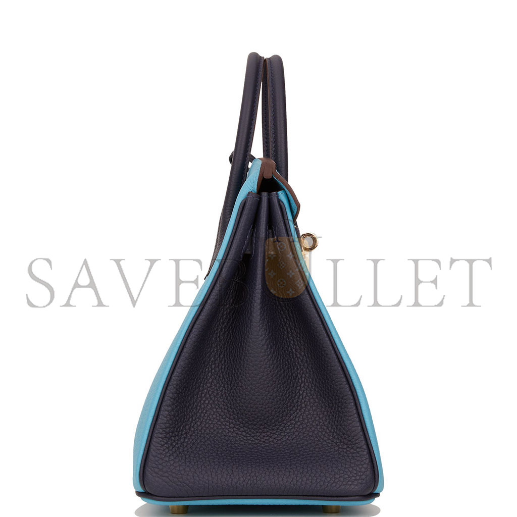hermÈs birkin 30 togo leather N0*Hern blue and midnight blue rose gold buckle 2354843790 (30*23*15cm)