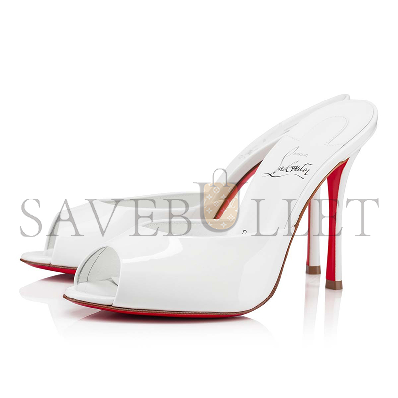 Ch**an louboutin me dolly 100 mm mules-patent calf leather-bianco-women 1221318w302