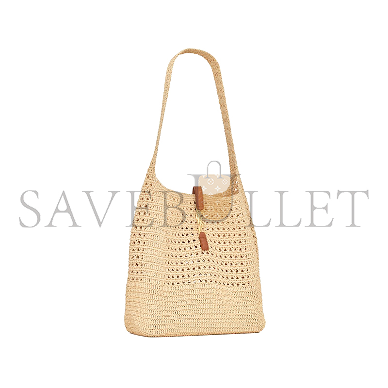 ysl le 5 À 7 S*pple in raffia crochet and smooth leather 690941gaaar2080 (37*30*14cm)