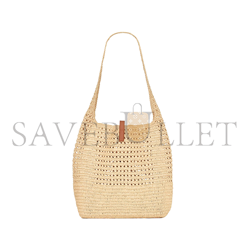 ysl le 5 À 7 S*pple in raffia crochet and smooth leather 690941gaaar2080 (37*30*14cm)