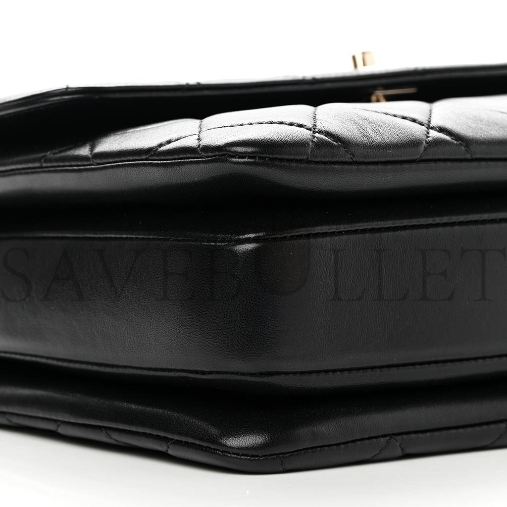 Ch*el lambskin quilted medium trendy cc flap dual handle bag black rose gold hardware  (29*19*9cm)