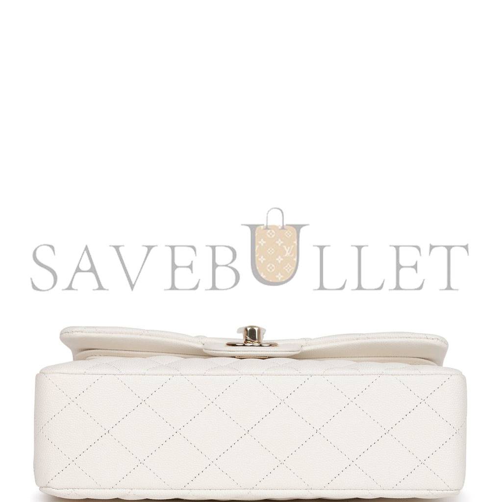 Ch*el small classic double flap white caviar  gold hardware (23*13*6cm)