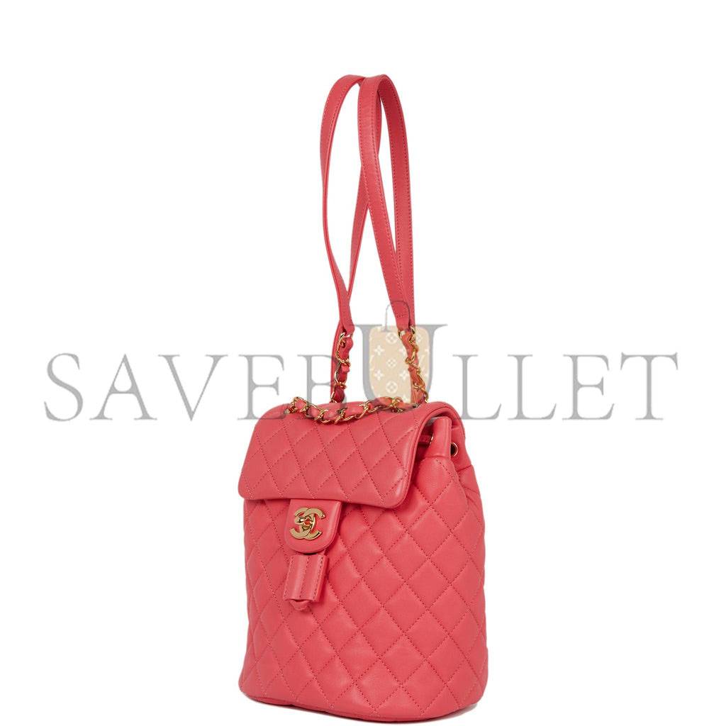 Ch*el mini urban spirit backpack rose lambskin gold hardware (22*17*8cm)