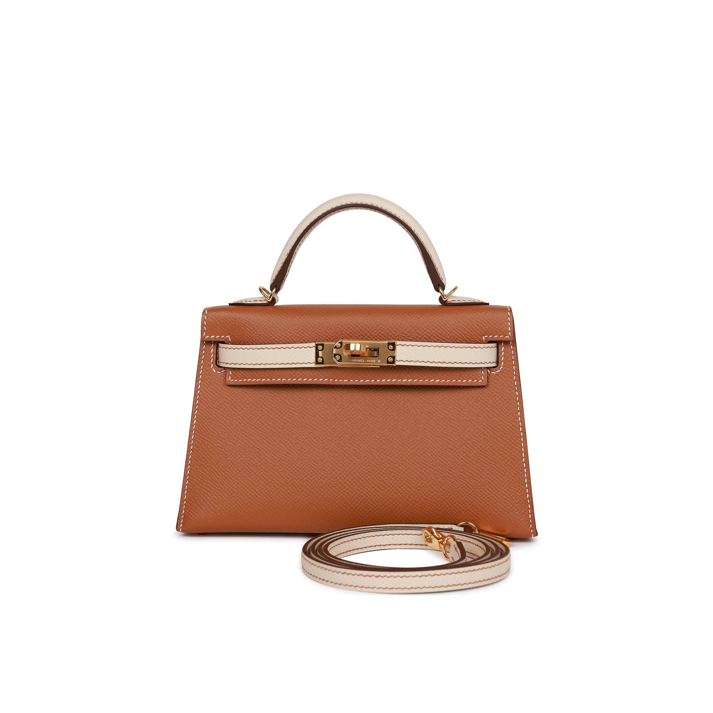 H**mes special order (hss) kelly mini sellier 20 gold and craie epsom gold hardware (19*12*5.5cm)