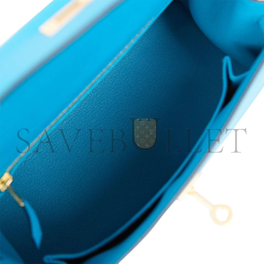H**mes kelly sellier 25 bleu frida epsom gold hardware   (25*17*7cm)
