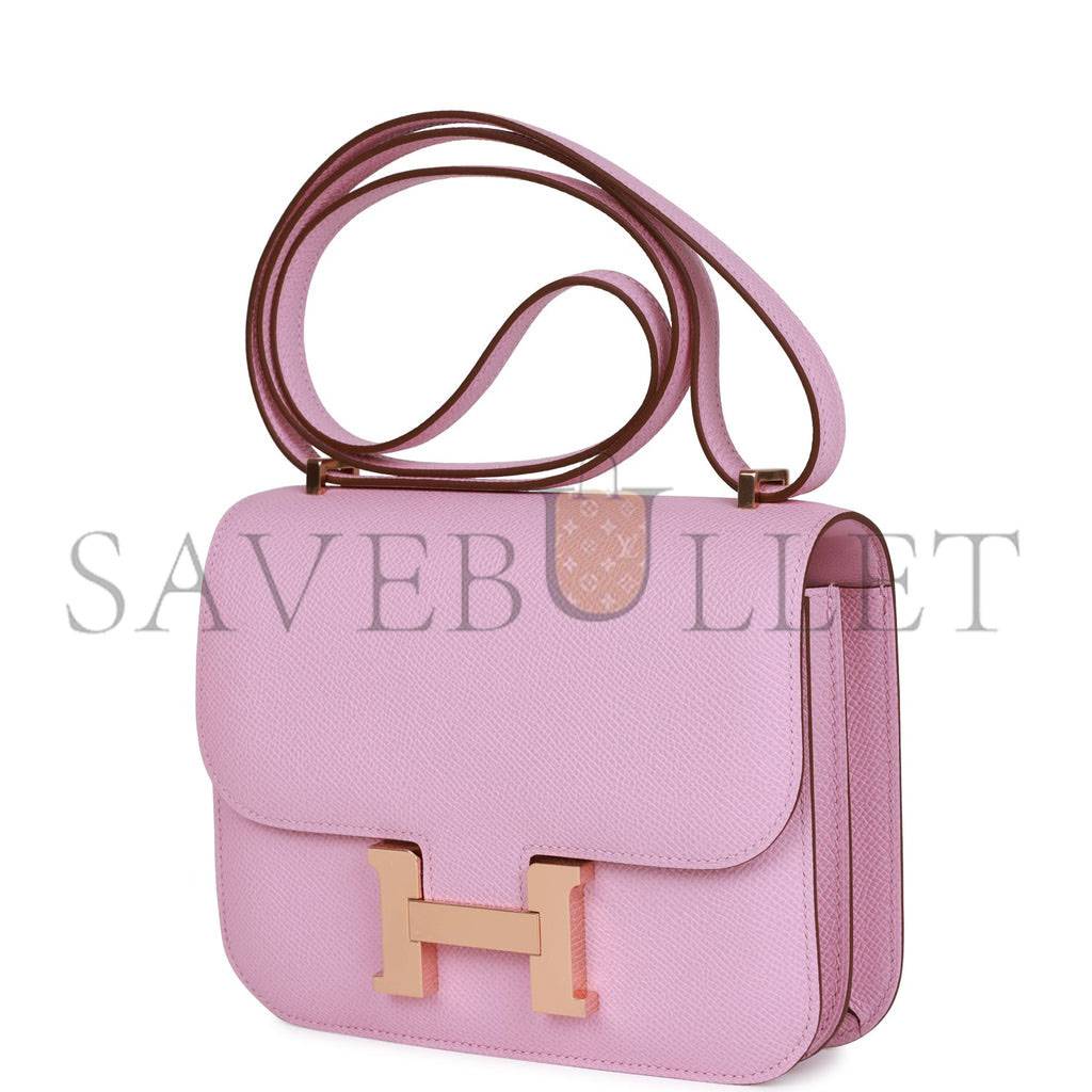 H**mes constance 18 mauve sylvestre epsom rose gold hardware (18cm)