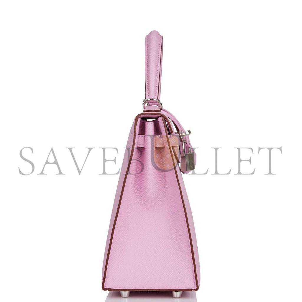 H**mes kelly sellier 25 mauve sylvestre epsom palladium hardware   (25*17*7cm)