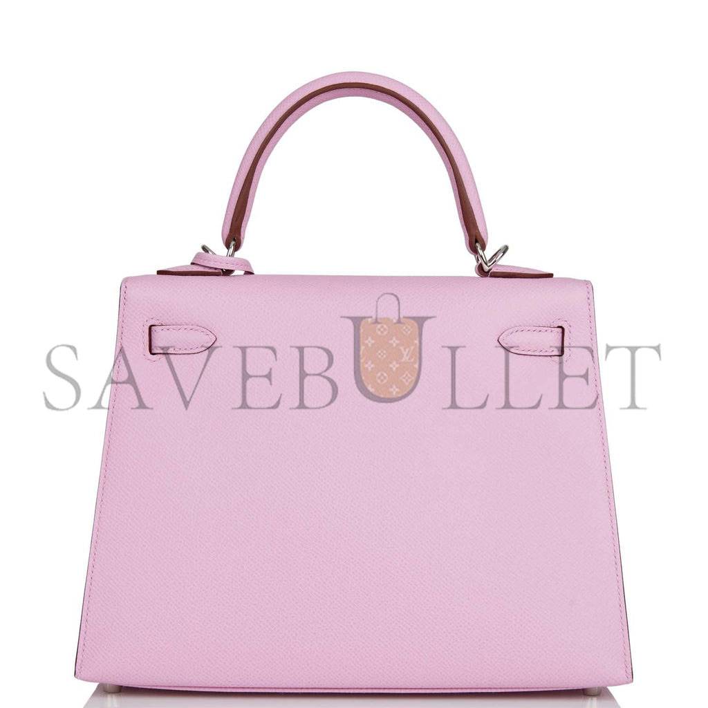 H**mes kelly sellier 25 mauve sylvestre epsom palladium hardware   (25*17*7cm)
