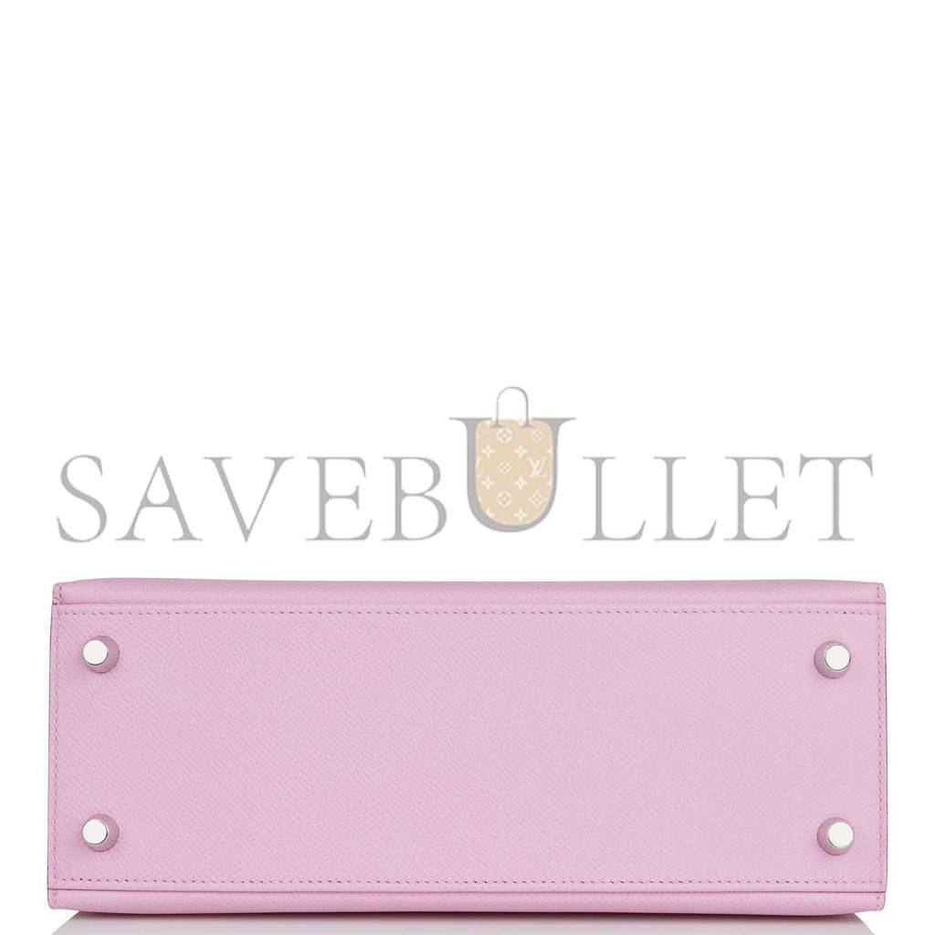 H**mes kelly sellier 25 mauve sylvestre epsom palladium hardware   (25*17*7cm)