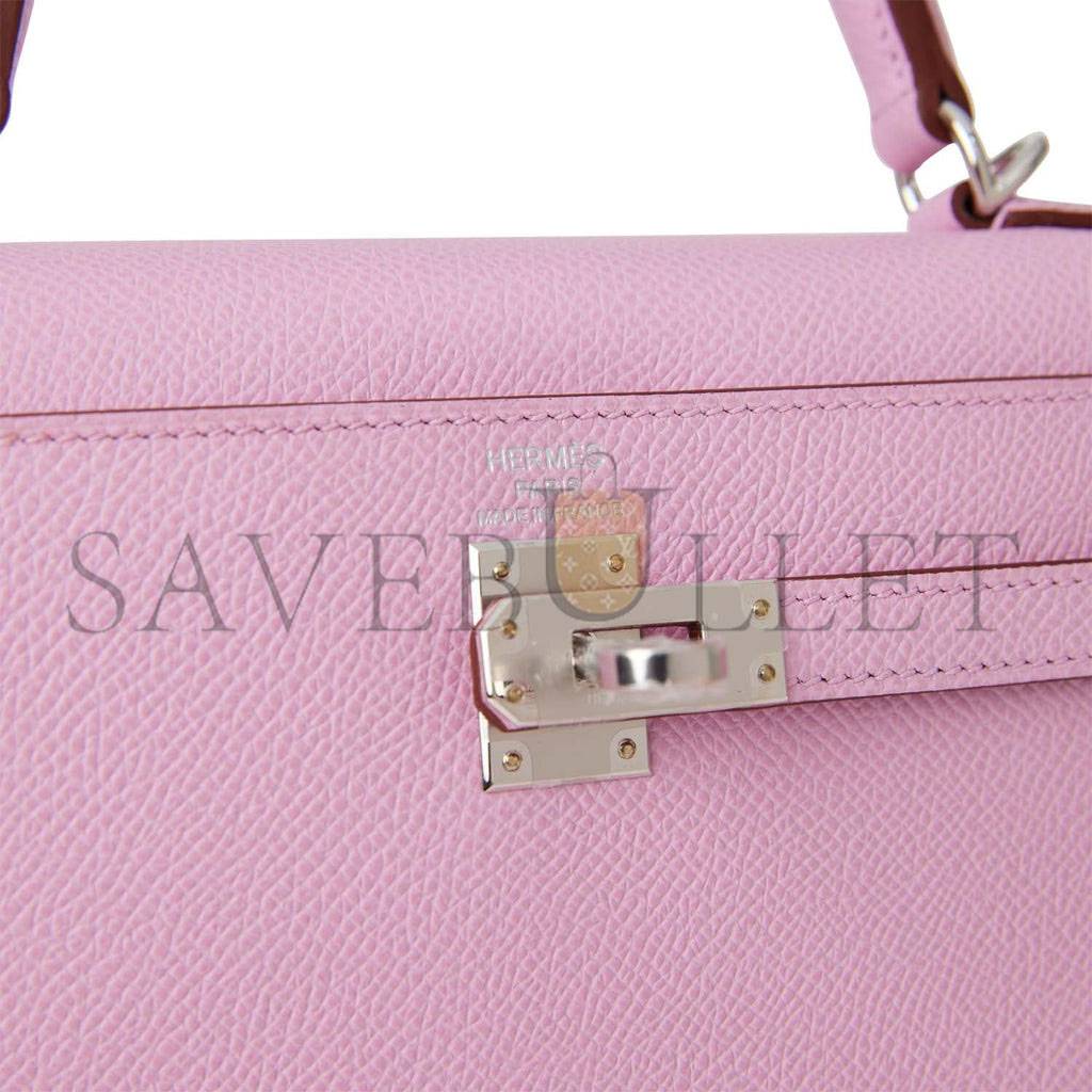 H**mes kelly sellier 25 mauve sylvestre epsom palladium hardware   (25*17*7cm)