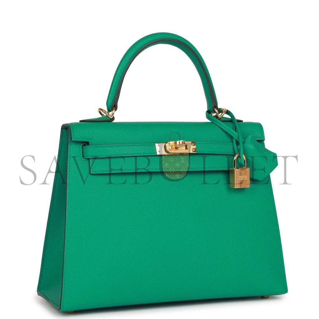 H**mes kelly sellier 25 vert jade epsom gold hardware handmade  (25*17*7cm)