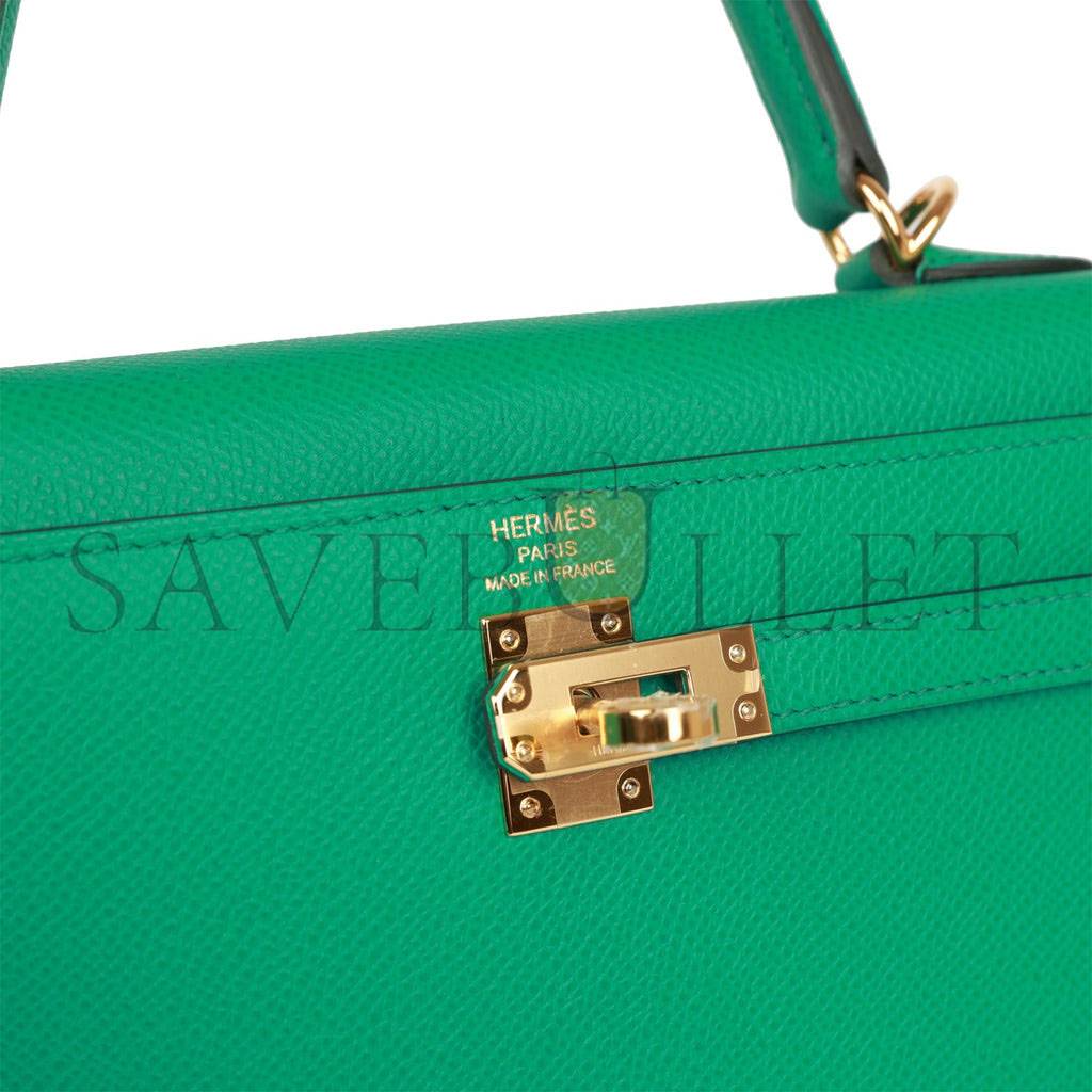 H**mes kelly sellier 25 vert jade epsom gold hardware handmade  (25*17*7cm)