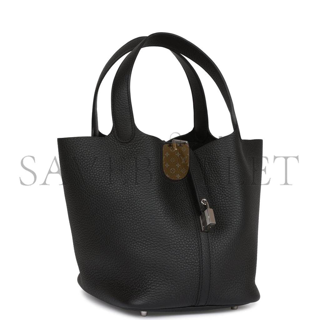H**mes black clemence picotin lock 22cm palladium hardware  (22cm)