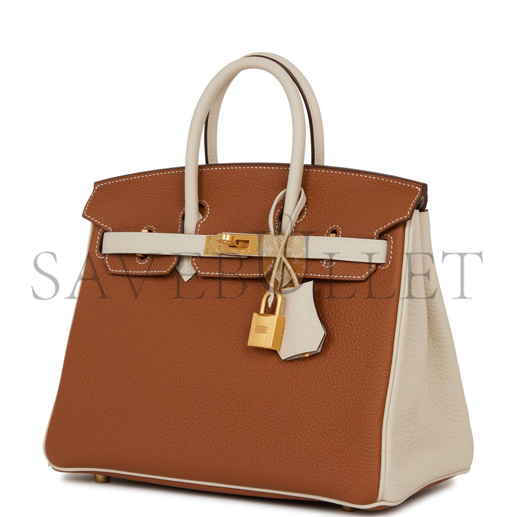H**mes special order (hss) birkin 25 gold and craie togo brushed gold hardware handmade (25cm)
