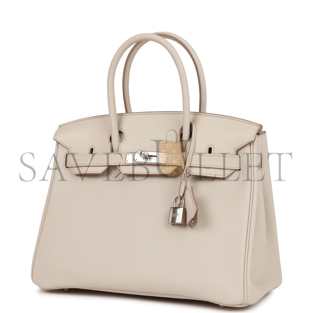 H**mes 3 en 1 birkin 30 beton togo and swift palladium hardware  (30cm)