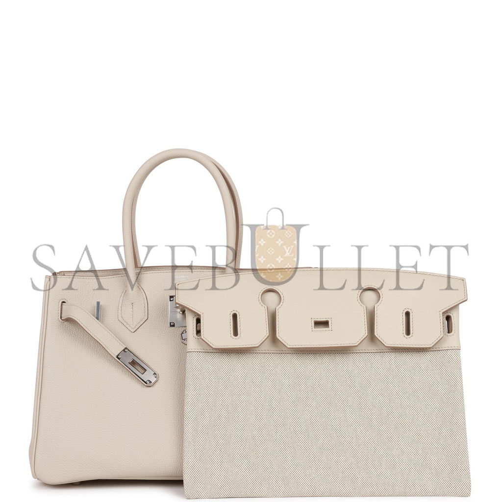 H**mes 3 en 1 birkin 30 beton togo and swift palladium hardware  (30cm)