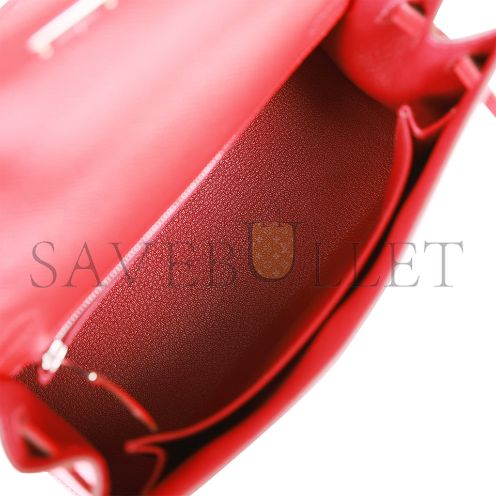 H**mes kelly sellier 25 rouge de coeur verso epsom palladium hardware  (25*17*7cm