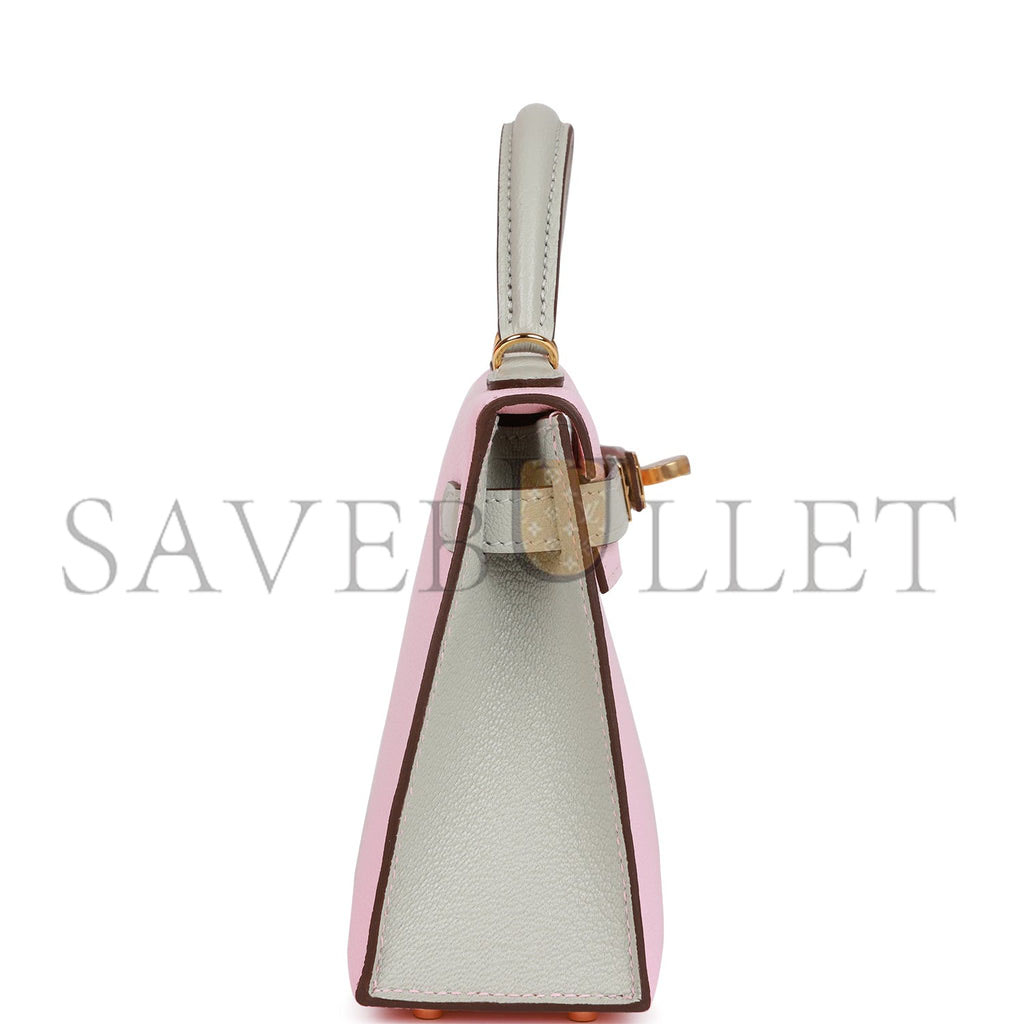 H**mes special order (hss) kelly sellier 20 rose sakura and gris perle chevre gold hardware  (19*12*5.5cm)