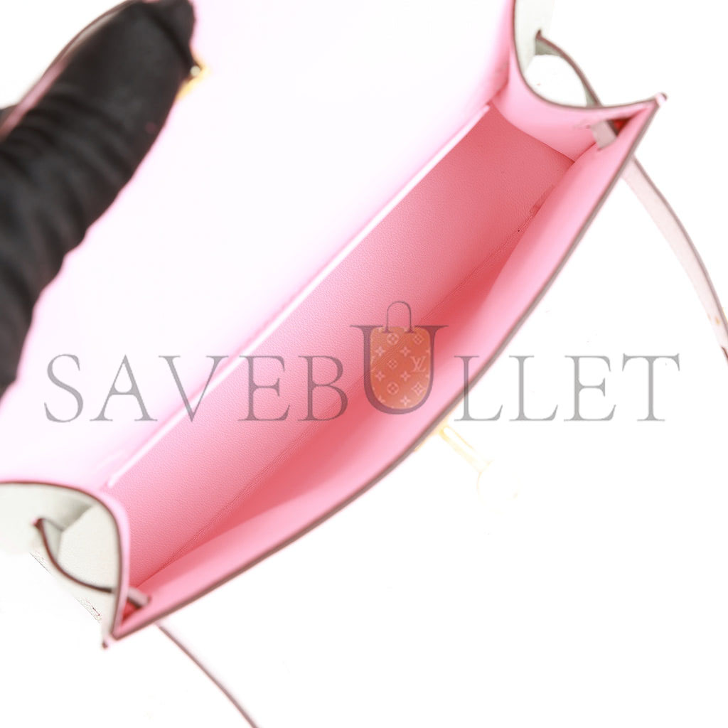 H**mes special order (hss) kelly sellier 20 rose sakura and gris perle chevre gold hardware  (19*12*5.5cm)