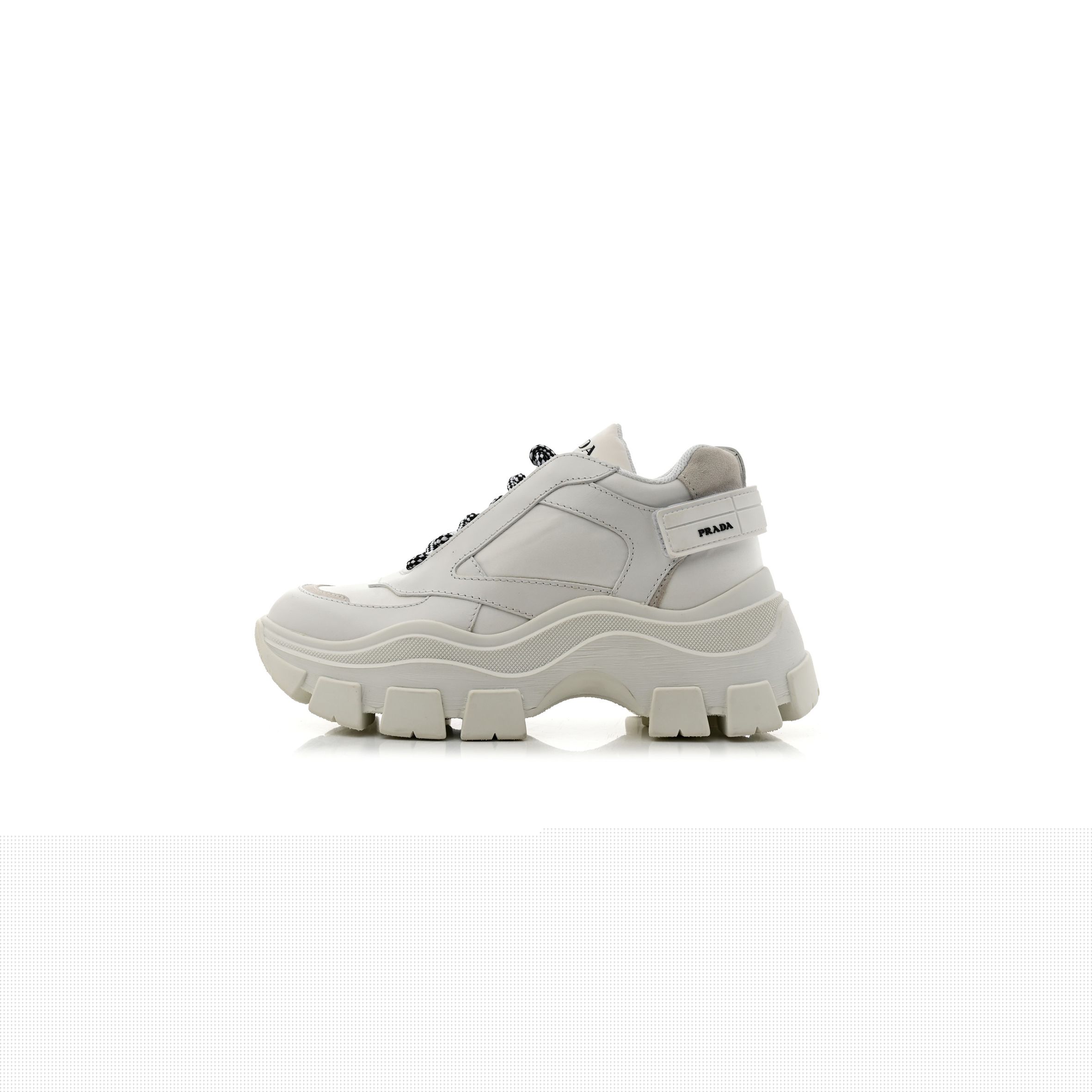 Pra*a nylon nevada calfskin mens pegassus sneakers 5 white