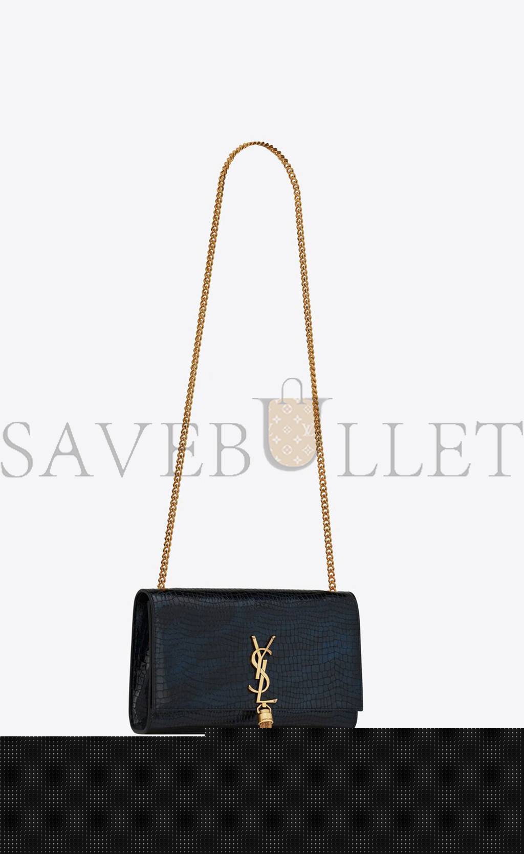 YSL KATE MEDIUM CHAIN BAG WITH TASSEL IN SHINY CROCODILE-EMBOSSED LEATHER 354119AAAY14083 (24*14.5*5.5cm)