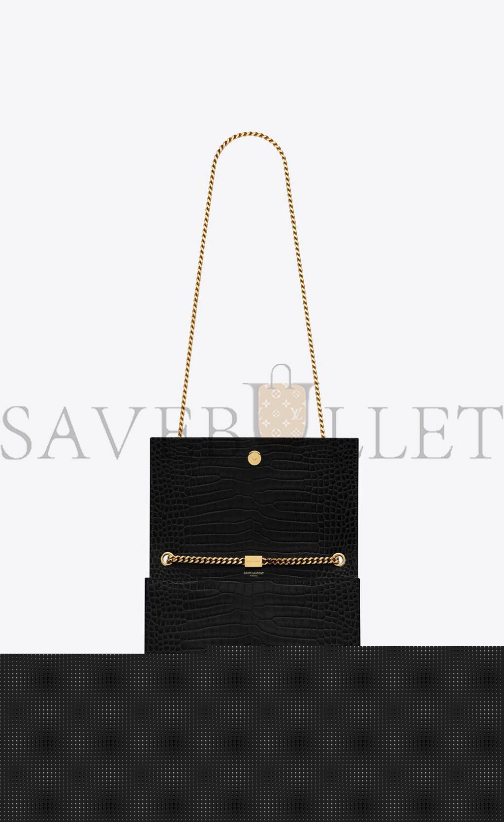 YSL KATE MEDIUM CHAIN BAG WITH TASSEL IN CROCODILE-EMBOSSED SHINY LEATHER 354119DND0J1000 (24*14.5*5.5cm)