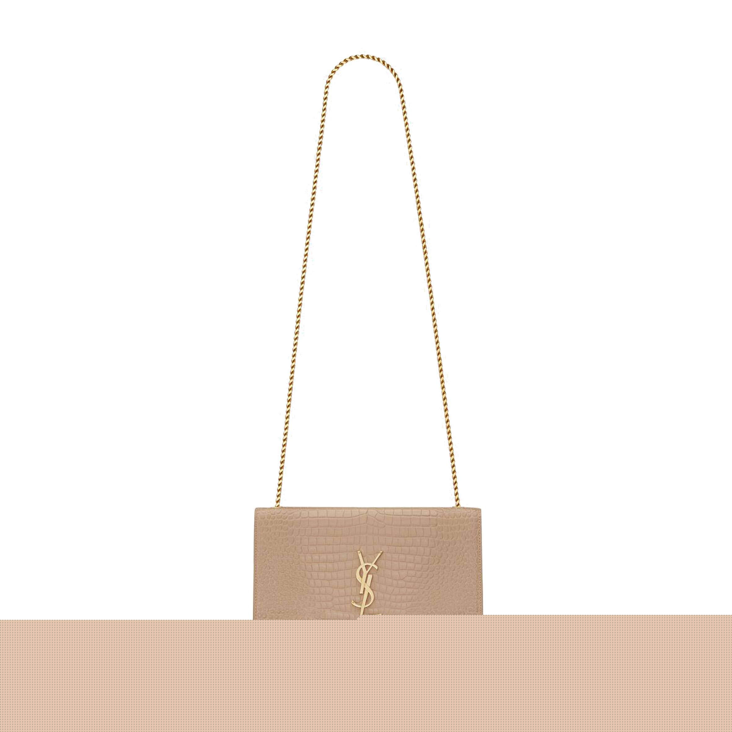 YSL KATE MEDIUM CHAIN BAG WITH TASSEL IN CROCODILE-EMBOSSED SHINY LEATHER 354119DND0J2721 (24*14.5*5.5cm)
