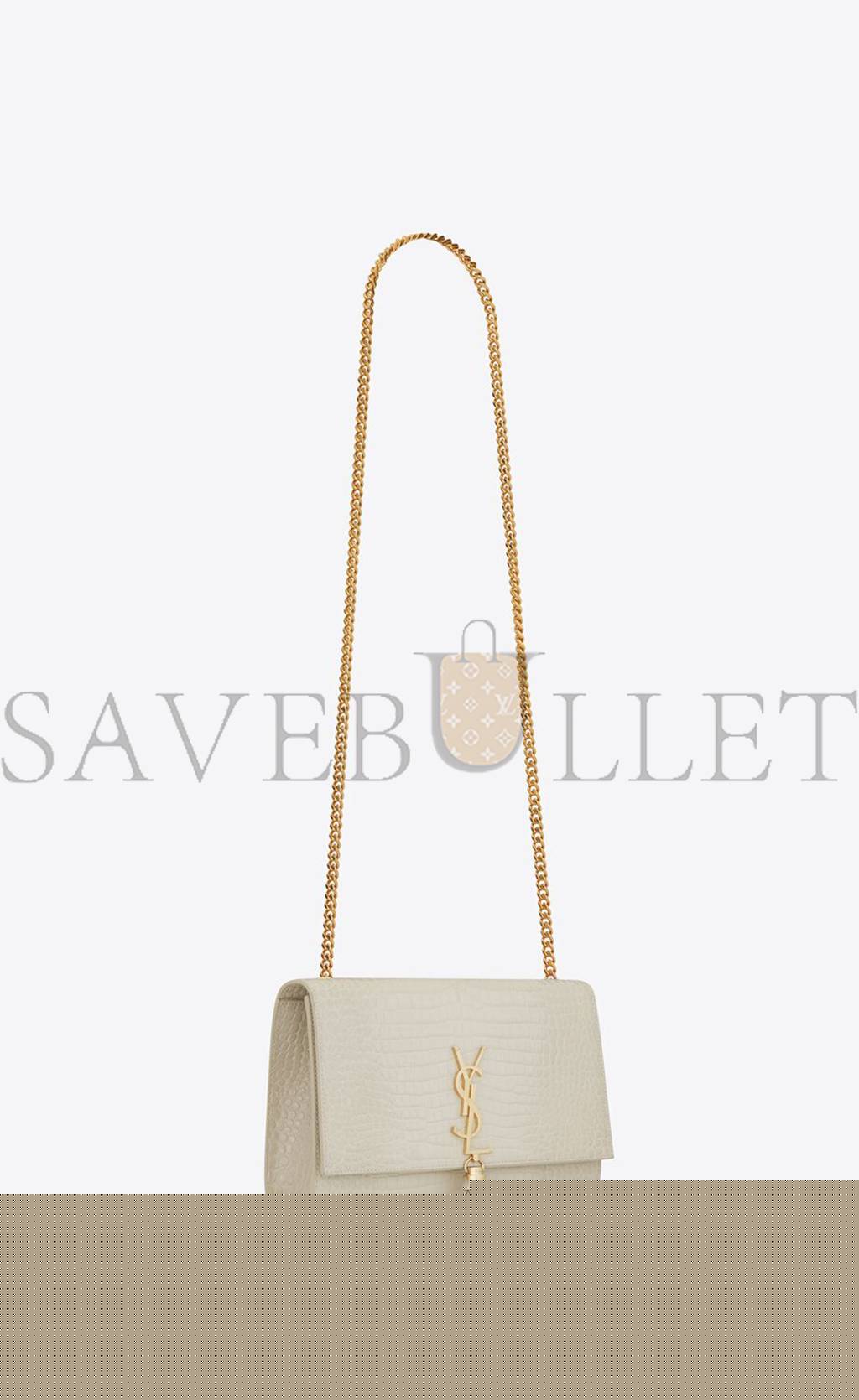 YSL KATE MEDIUM CHAIN BAG WITH TASSEL IN CROCODILE-EMBOSSED SHINY LEATHER 354119DND0J9207 (24*14.5*5.5cm)