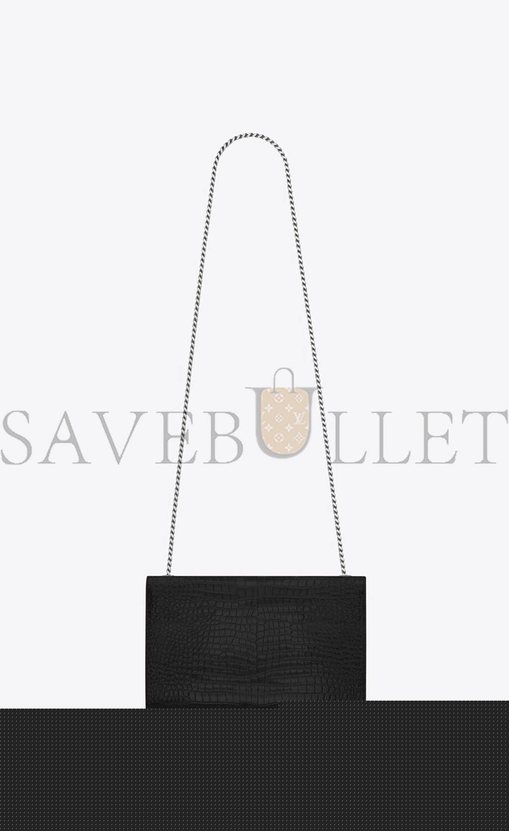 YSL KATE MEDIUM CHAIN BAG WITH TASSEL IN EMBOSSED CROCODILE SHINY LEATHER 354119DND0N1000 (24*14.5*5.5cm)