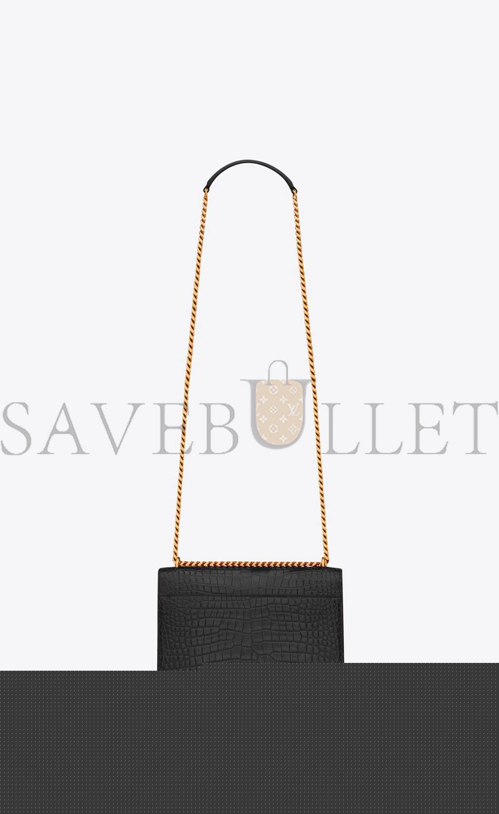 YSL SUNSET MEDIUM CHAIN BAG IN CROCODILE-EMBOSSED SHINY LEATHER 442906DND0J1000 (22*16*6.5cm)