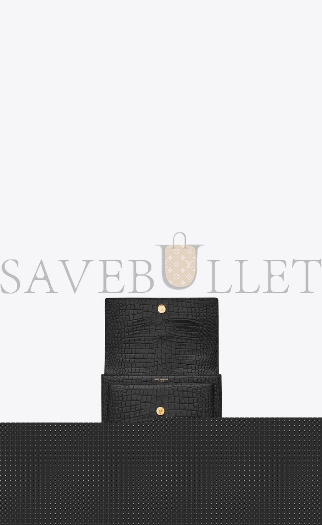 YSL SUNSET MEDIUM CHAIN BAG IN CROCODILE-EMBOSSED SHINY LEATHER 442906DND0J1000 (22*16*6.5cm)