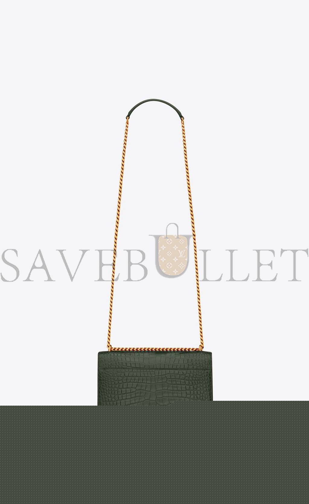 YSL SUNSET MEDIUM CHAIN BAG IN CROCODILE-EMBOSSED SHINY LEATHER 442906DND0J3144 (22*16*6.5cm)
