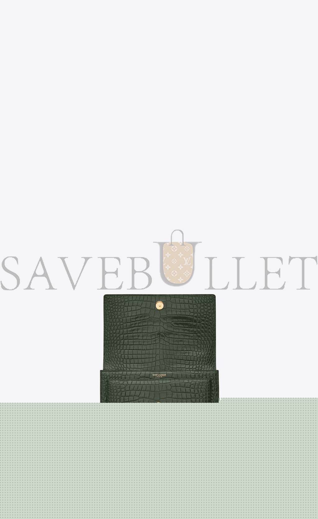 YSL SUNSET MEDIUM CHAIN BAG IN CROCODILE-EMBOSSED SHINY LEATHER 442906DND0J3144 (22*16*6.5cm)