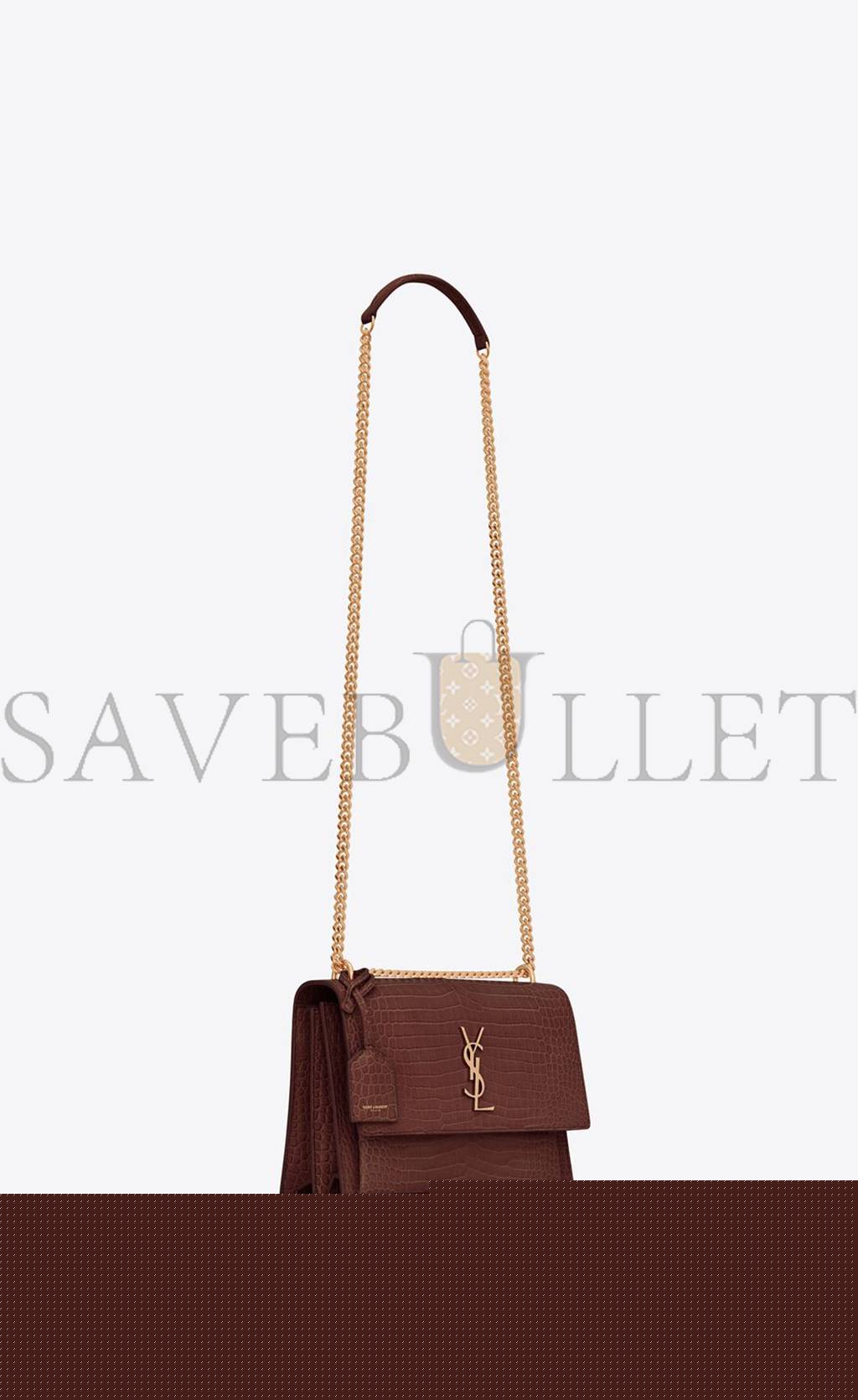 YSL SUNSET MEDIUM CHAIN BAG IN CROCODILE-EMBOSSED SHINY LEATHER 442906DND0J6147 (22*16*6.5cm)