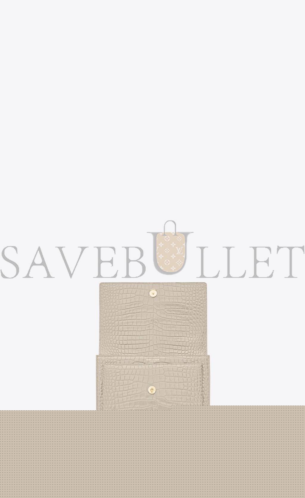 YSL SUNSET MEDIUM CHAIN BAG IN CROCODILE-EMBOSSED SHINY LEATHER 442906DND0J9207 (22*16*6.5cm)