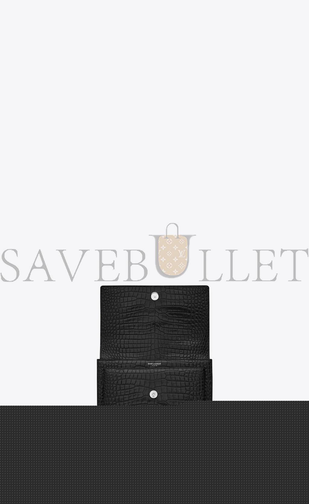 YSL SUNSET MEDIUM CHAIN GAB IN CROCODILE-EMBOSSED SHINY LEATHER 442906DND0N1000 (22*16*6.5cm)