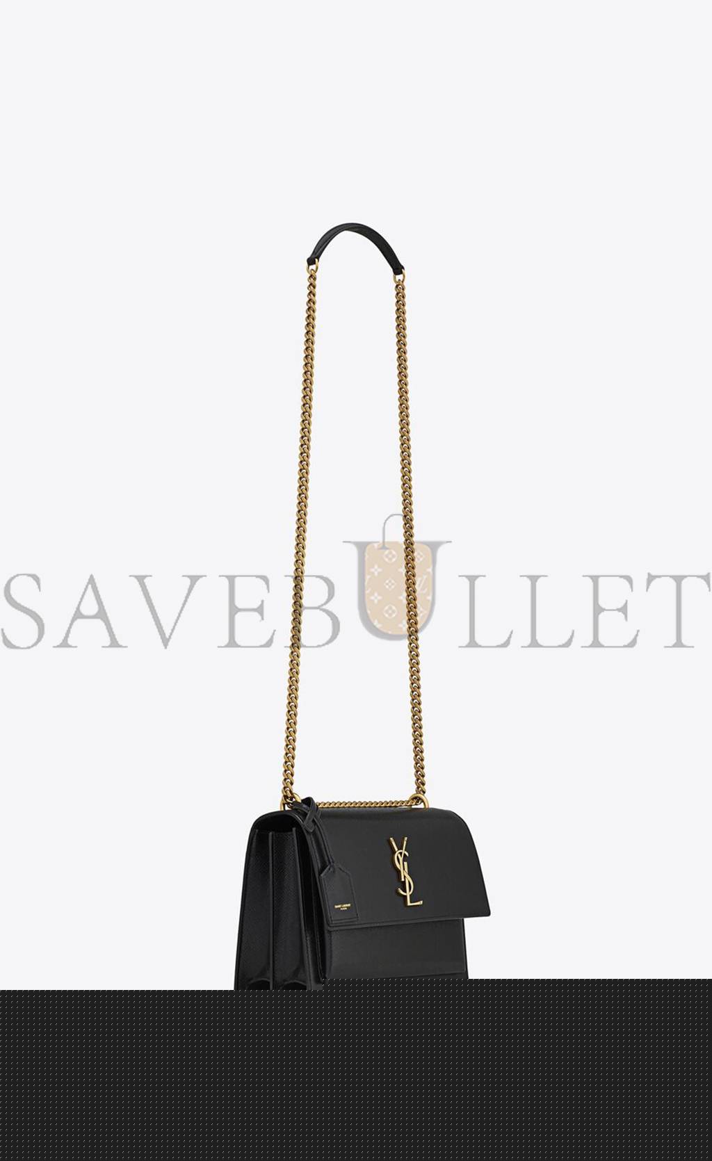 YSL SUNSET MEDIUM CHAIN BAG IN COATED BARK LEATHER 442906H3Z0W1000 (22*16*6.5cm)
