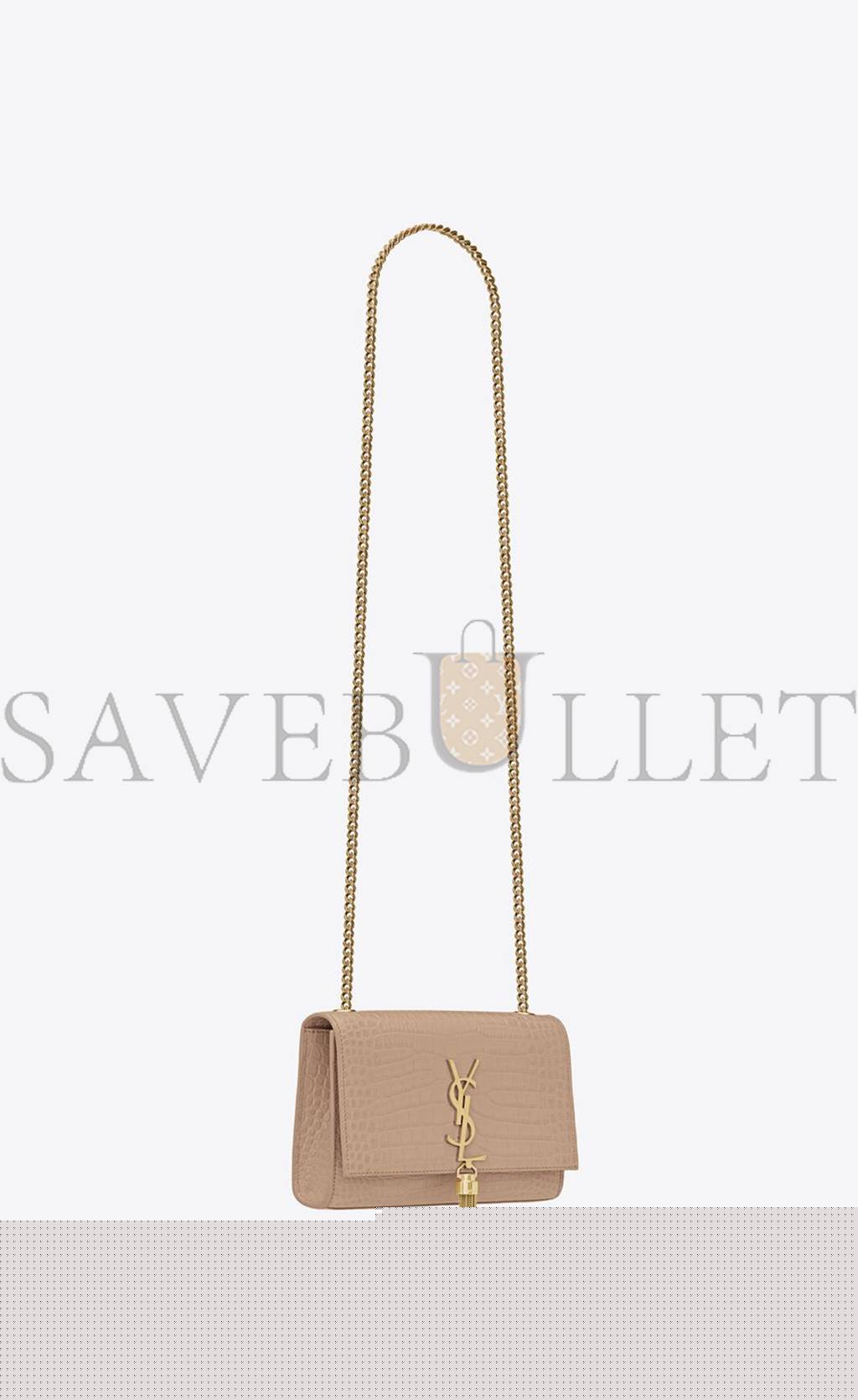 YSL KATE SMALL CHAIN BAG WITH TASSEL IN CROCODILE-EMBOSSED SHINY LEATHER 474366DND0J2721 (20*12.5*5cm)