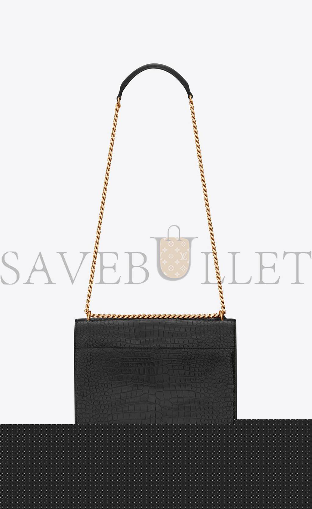 YSL SUNSET LARGE CHAIN BAG IN CROCODILE-EMBOSSED SHINY LEATHER 498779DND0J1000 (27*18*8cm)