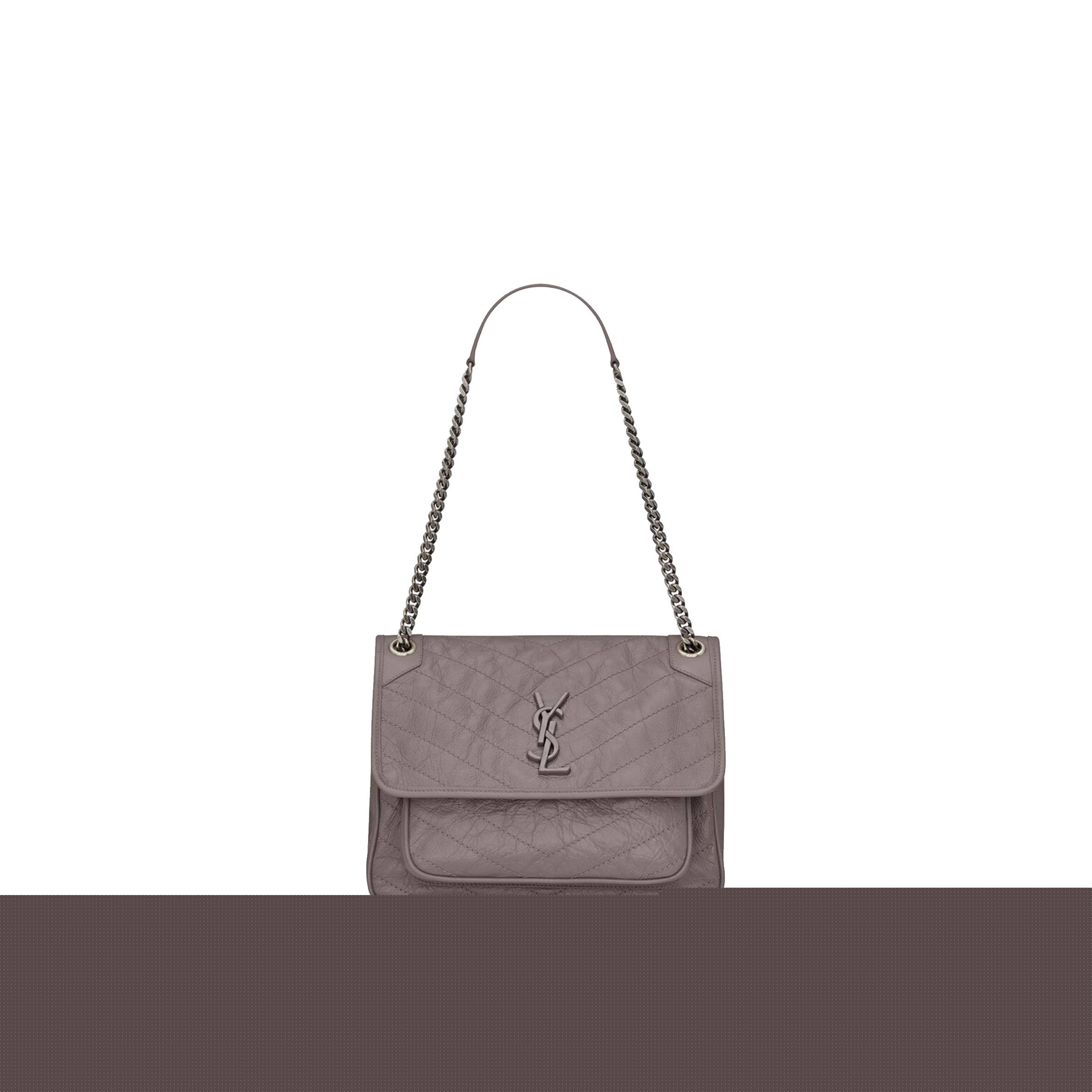 YSL NIKI MEDIUM CHAIN BAG IN CRINKLED VINTAGE LEATHER 4988940EN041202 (28*20*8.5cm)