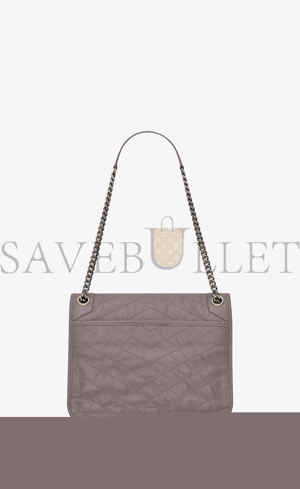 YSL NIKI MEDIUM CHAIN BAG IN CRINKLED VINTAGE LEATHER 4988940EN041202 (28*20*8.5cm)
