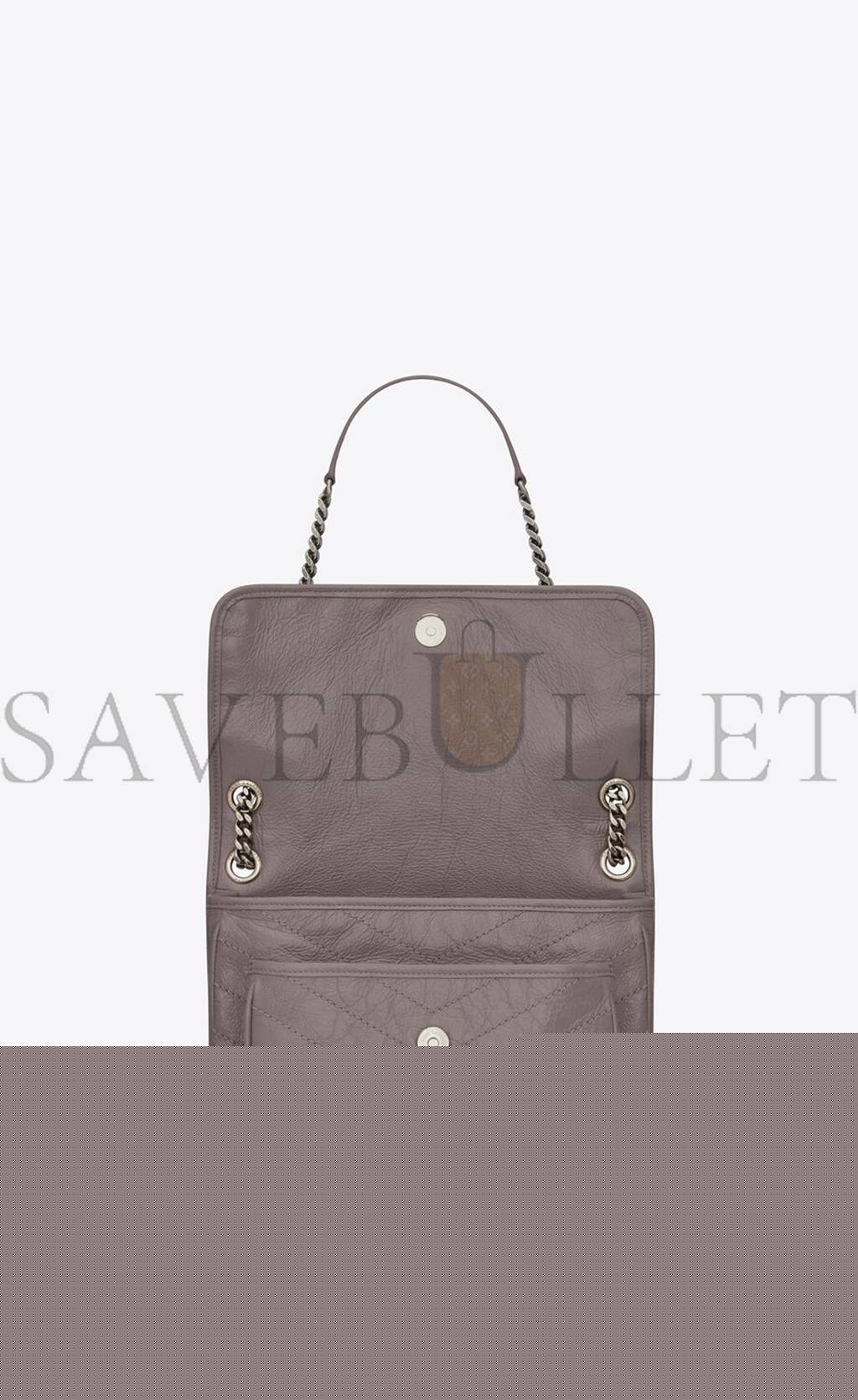 YSL NIKI MEDIUM CHAIN BAG IN CRINKLED VINTAGE LEATHER 4988940EN041202 (28*20*8.5cm)
