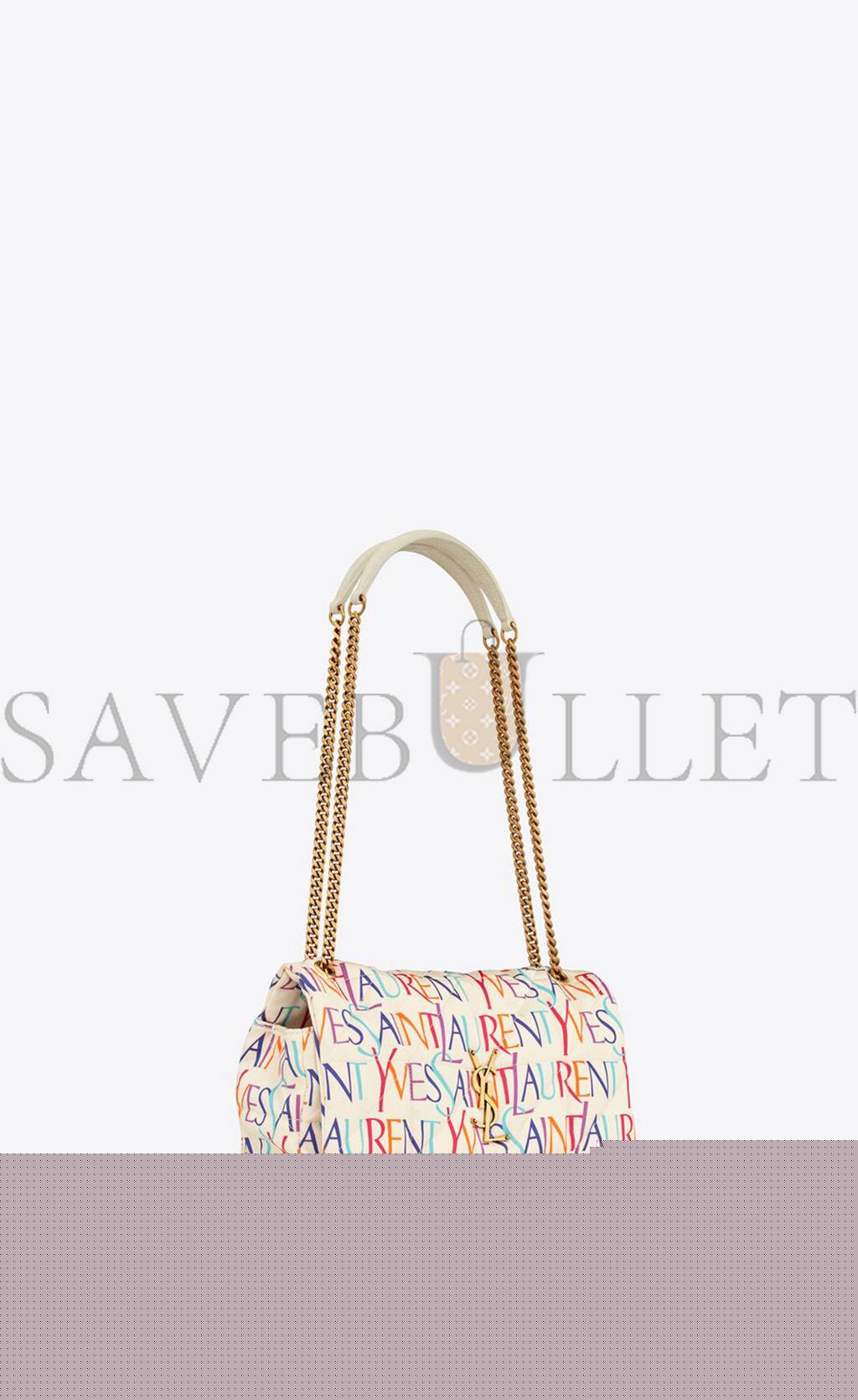 YSL JAMIE MEDIUM CHAIN BAG IN PRINTED YVES SAINT LAURENT SILK 515821FAASJ9076 (25*15*7.5CM)